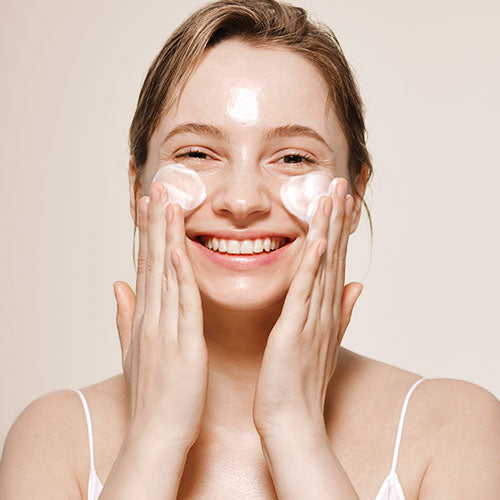 Model using cleanser